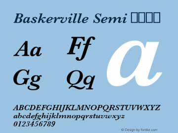 Baskerville Semi 半粗斜体 6.0d2e1 Font Sample