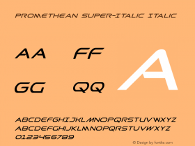 Promethean Super-Italic Italic Version 2.0; 2017 Font Sample