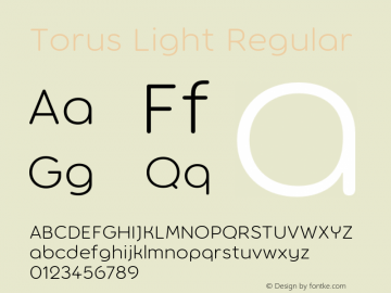 Torus Light Regular Version 1.000;PS 001.000;hotconv 1.0.88;makeotf.lib2.5.64775 Font Sample