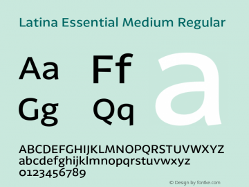 Latina Essential Medium Regular Version 0.022;PS 000.022;hotconv 1.0.88;makeotf.lib2.5.64775 Font Sample