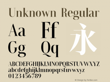 Unknown Regular Version 1.0 Font Sample