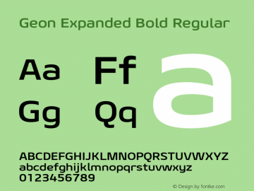 Geon Expanded Bold Regular Version 1.000 Font Sample