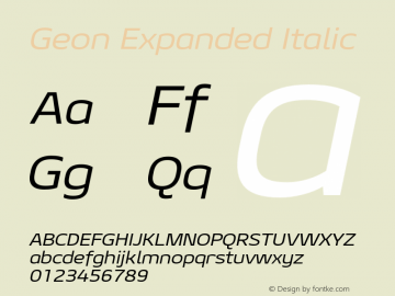 Geon Expanded Italic Version 1.000 Font Sample