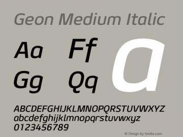Geon Medium Italic Version 1.000图片样张