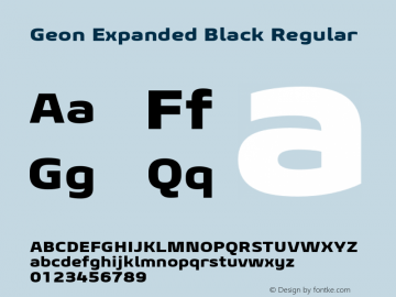 Geon Expanded Black Regular Version 1.000 Font Sample