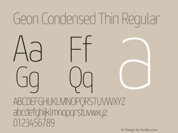 Geon Condensed Thin Regular Version 1.000 Font Sample