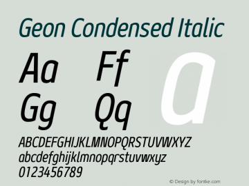 Geon Condensed Italic Version 1.000图片样张