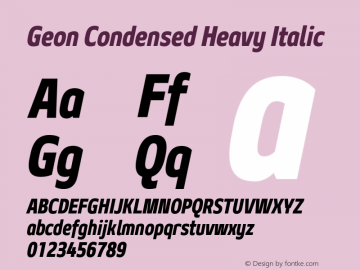 Geon Condensed Heavy Italic Version 1.000图片样张