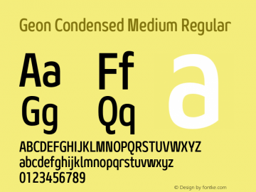 Geon Condensed Medium Regular Version 1.000 Font Sample