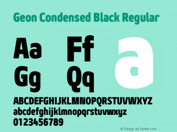 Geon Condensed Black Regular Version 1.000 Font Sample