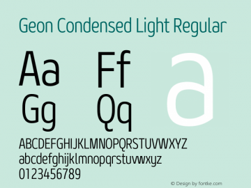 Geon Condensed Light Regular Version 1.000 Font Sample