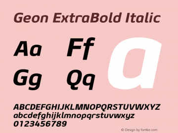 Geon ExtraBold Italic Version 1.000图片样张