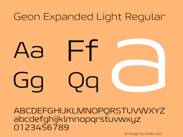 Geon Expanded Light Regular Version 1.000 Font Sample