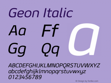 Geon Italic Version 1.000图片样张