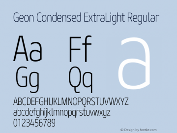 Geon Condensed ExtraLight Regular Version 1.000图片样张