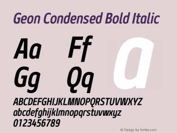 Geon Condensed Bold Italic Version 1.000图片样张