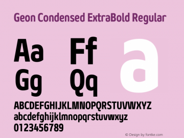 Geon Condensed ExtraBold Regular Version 1.000 Font Sample