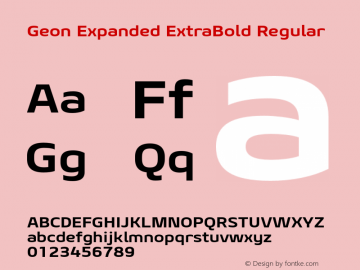 Geon Expanded ExtraBold Regular Version 1.000 Font Sample