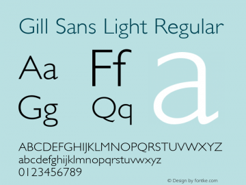 Gill Sans Light Regular 19: 13870: 1998 Font Sample