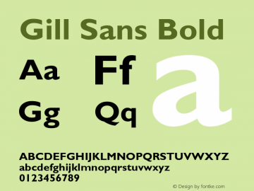 Gill Sans Bold 19: 13874: 1998 Font Sample