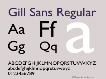 Gill Sans Regular 19: 13872: 1998 Font Sample