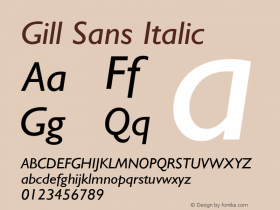 Gill Sans Italic 19: 13873: 1998图片样张
