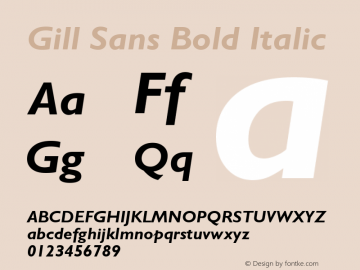 Gill Sans Bold Italic 19: 13875: 1998 Font Sample