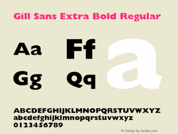 Gill Sans Extra Bold Regular 19: 14051: 1998 Font Sample