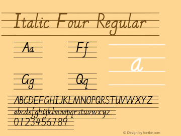 Italic Four Regular Version 1.00 September 19, 2014, initial release图片样张