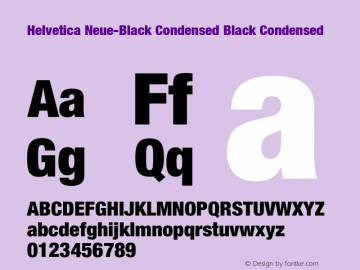 Helvetica Neue-Black Condensed Black Condensed Version 1.300;PS 001.003;hotconv 1.0.38 Font Sample