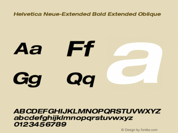 Helvetica Neue-Extended Bold Extended Oblique Version 1.300;PS 001.003;hotconv 1.0.38 Font Sample