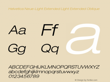 Helvetica Neue-Light Extended Light Extended Oblique Version 1.400;PS 001.004;hotconv 1.0.38图片样张