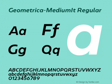 Geometrica-MediumIt Regular Version 1.31 Font Sample