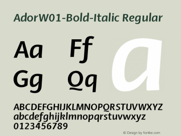AdorW01-Bold-Italic Regular Version 1.10 Font Sample