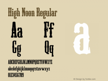 High Noon Regular 04/18/2004 Font Sample