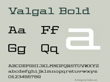Valgal Bold Macromedia Fontographer 4.1.3 5/25/99图片样张