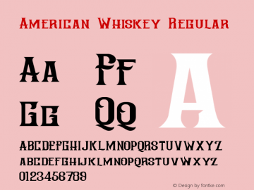 American Whiskey Regular Unknown Font Sample
