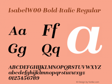 IsabelW00-Bold-Italic Regular Version 1.00图片样张