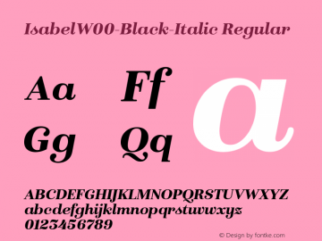 IsabelW00-Black-Italic Regular Version 1.00 Font Sample