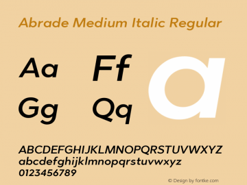 Abrade Medium Italic Regular Version 1.000图片样张