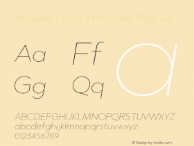 Abrade Extra Thin Italic Regular Version 1.000 Font Sample