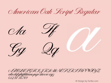 American Oak Script Regular Version 1.000 Font Sample