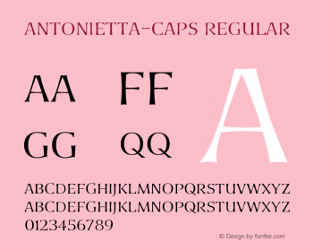 Antonietta-Caps Regular Version 1.000;PS 001.000;hotconv 1.0.88;makeotf.lib2.5.64775图片样张