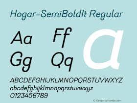 Hogar-SemiBoldIt Regular Version 1.000;PS 001.000;hotconv 1.0.88;makeotf.lib2.5.64775 Font Sample