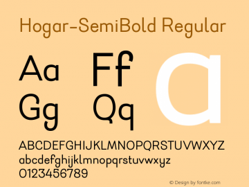 Hogar-SemiBold Regular Version 1.000;PS 001.000;hotconv 1.0.88;makeotf.lib2.5.64775图片样张