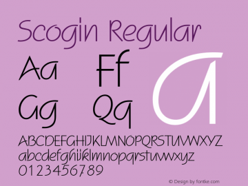 Scogin Regular W.S.I. Int'l v1.1 for GSP: 6/20/95 Font Sample