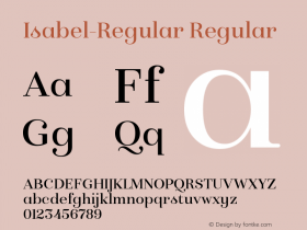 Isabel-Regular Regular Version 1.000;PS 001.000;hotconv 1.0.88;makeotf.lib2.5.64775 Font Sample