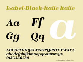 Isabel-Black-Italic Italic Version 1.000;PS 001.000;hotconv 1.0.88;makeotf.lib2.5.64775图片样张