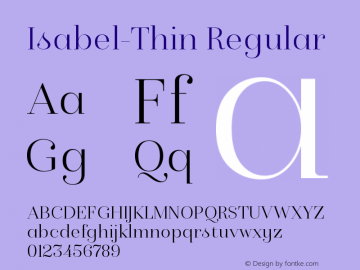 Isabel-Thin Regular Version 1.000;PS 001.000;hotconv 1.0.88;makeotf.lib2.5.64775 Font Sample