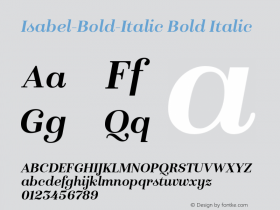 Isabel-Bold-Italic Bold Italic Version 1.000;PS 001.000;hotconv 1.0.88;makeotf.lib2.5.64775图片样张